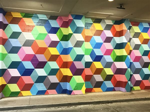 3-D Cube Multi-Color Mural - West Village