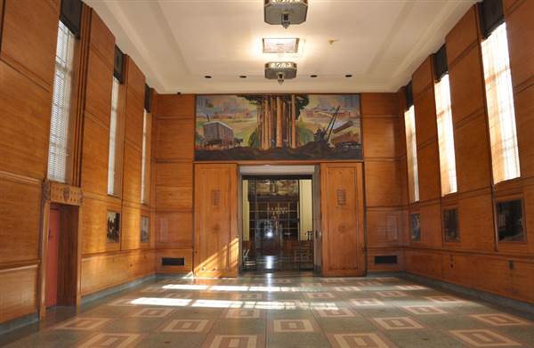 Fair Park - Hall of State - E. Tx. room looking into W. Tx room/Library (3/18/2014 - Credits: Jan Thomas)