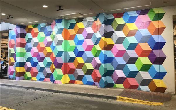 3-D Cube Multi-Color Mural - West Village